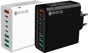ŁADOWARKA SIECIOWA USB-C SZYBKA DO TELEFONU KOSTKA QUICK CHARGE 3.0 168W 5