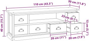 vidaXL Stół pod telewizor Brązowy 110 x 30 x 40 cm Lekkie drewno tekowe 10
