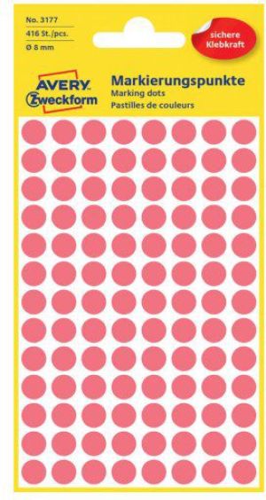 Avery Zweckform Etykiety kółka do zaznaczania 8mm, czerwone odblaskowe (3177) 1