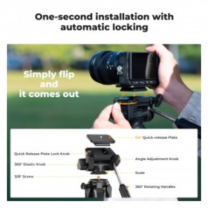 Statyw video K&F Concept S255A3 z głowicą BV01 i uchwytem na telefon - brązowy 18