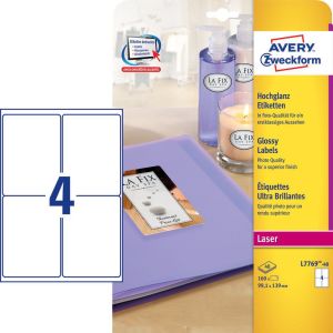 Avery Zweckform Błyszczące etykiety na produkty 99.1 x 139 mm (L7769-40) 1