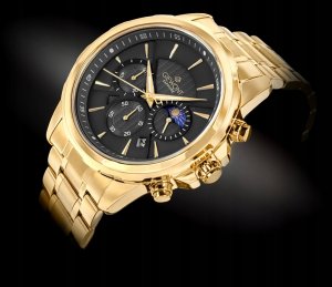 Zegarek Giewont Zegarek Męski Chronograph Sapphire Złoto Czarny GW9460-B4 2
