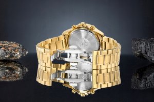 Zegarek Giewont Zegarek Męski Chronograph Sapphire Złoto Czarny GW9460-B4 6
