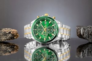 Zegarek Giewont Zegarek Męski Chronograph Sapphire Srebrno Zielony GW7290-B7 6