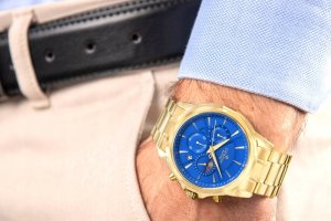 Zegarek Giewont Zegarek Męski Chronograph Sapphire Złoto Niebieski GW9460-B5 4