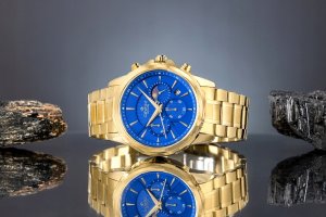 Zegarek Giewont Zegarek Męski Chronograph Sapphire Złoto Niebieski GW9460-B5 5