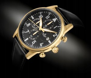 Zegarek Giewont Zegarek Męski Chronograph Sapphire Czarno Złoty GW5630-A4 3