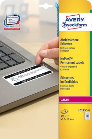 Avery Zweckform Etykiety zabezpieczające NoPeel 45.7 x 25.4 mm (L6145-20) 2