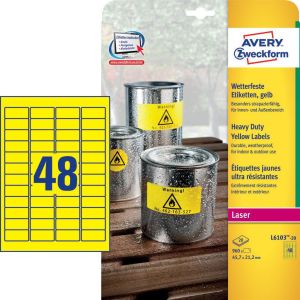 Avery Zweckform Etykiety wodoodporne Heavy Duty 45.7 x 21.2 mm żółty (L6103-20) 1