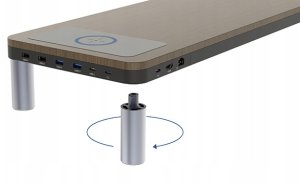 Powerton ERGO DOKY Podstawa pod monitor z dock station, szary + dekor z ciemnego drewna 3