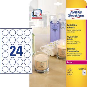 Avery Zweckform Przezroczyste etykiety na produkty Crystal Clear Ø 40 mm (L7780-25) 1