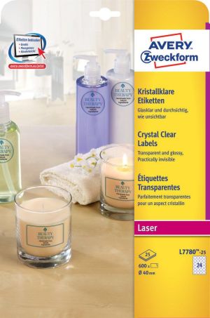 Avery Zweckform Przezroczyste etykiety na produkty Crystal Clear Ø 40 mm (L7780-25) 2