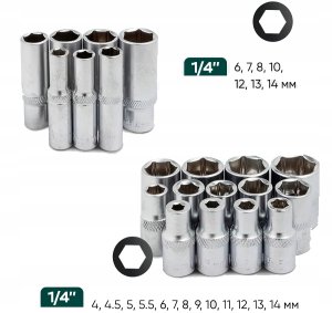 Zestaw narzędzi 1/4" 66el. (6-kątnych) 4