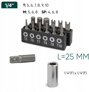 Zestaw narzędzi 1/4" 66el. (6-kątnych) 6