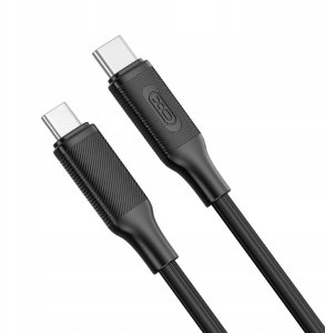 SZYBKI KABEL 2X USB TYP-C PRZEWÓD MOCNY SZYBKIE ŁADOWANIE 60W 1m czarny 2