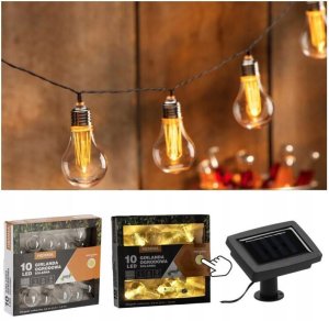 ExtraLink Solar Garden String Lights, 2 + 1.8 m Length, 10 Warm White LED Bulbs 2