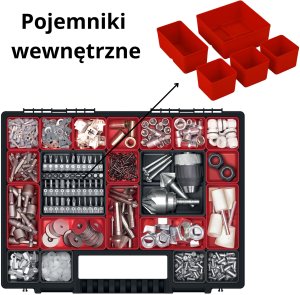 Organizer narzędziowy, warsztatowy 40x30cm, 21 pojemników wewnętrznych 5