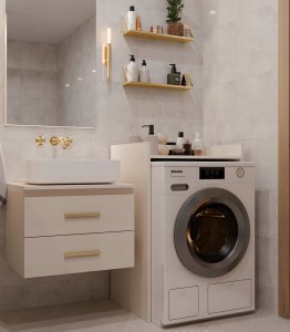 Szafka Łazienkowa Na Pralkę POLA NP KASZMIR Beż Półka Regał Do Łazienki 3