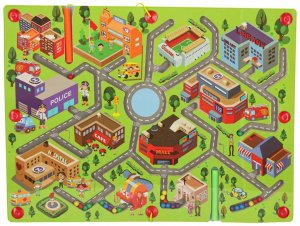 Gra labirynt magnetyczna planszowa drewniana do podróży duże miasto 2 graczy Kik Sp. z o. o. Sp. k. 3