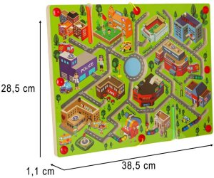 Gra labirynt magnetyczna planszowa drewniana do podróży duże miasto 2 graczy Kik Sp. z o. o. Sp. k. 8