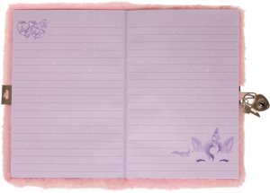 UNICORN GEMS, Diary w/lock, PLUSH cover, w/topcard 2