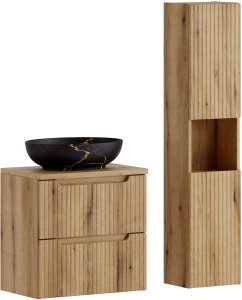 Zestaw meblowy 60cm z blatem, umywalką nablatową Mona i szafką wysoką 3