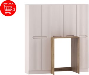 Zestaw meblowy do pralni z obudową na pralkę i szafkami wysokimi 3