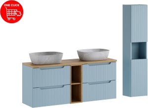 Zestaw meblowy 140cm z blatem, umywalką nablatową Anna i szafką wysoką 2