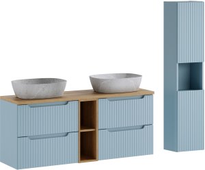 Zestaw meblowy 140cm z blatem, umywalką nablatową Anna i szafką wysoką 3