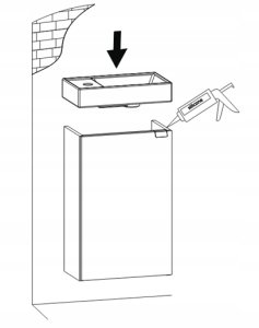 UAB KAME Szafka łazienkowa z umywalką Dąb Vicenza z czarną baterią i czarnym uchwytem 50x70cm Kiara 9