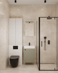 UAB KAME Szafka łazienkowa z umywalką eukaliptusowy uchwyt czarny ryflowana 50x70cm Kiara 4