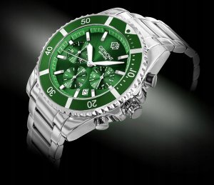 Zegarek Giewont Zegarek Męski Chronograph Sapphire Srebrno Zielony GW3970-B8 2