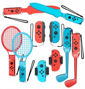 Pakiet akcesoriów rodzinnych 10 w 1 do gry Nintendo Switch Sports - zestaw czerwony i niebieski 15