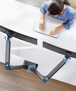 Triadyn Nowy Uchwyt Biurkowy DuoFlexMount na Dwa Monitory Telewizory 13-32" Ergonomiczny Regulowany Obrotowy TRD-BLK-2AL-13"-32" 14