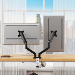 Triadyn Nowy Uchwyt Biurkowy DuoFlexMount na Dwa Monitory Telewizory 13-32" Ergonomiczny Regulowany Obrotowy TRD-BLK-2AL-13"-32" 4