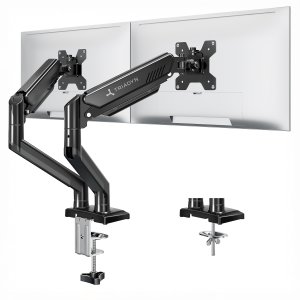 Triadyn Nowy Uchwyt Biurkowy DuoFlexMount na Dwa Monitory Telewizory 13-32" Ergonomiczny Regulowany Obrotowy TRD-BLK-2AL-13"-32" 8