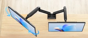 Triadyn Nowy Uchwyt Biurkowy DuoFlexMount na Dwa Monitory Telewizory 13-32" Ergonomiczny Regulowany Obrotowy TRD-BLK-2AL-13"-32" 10