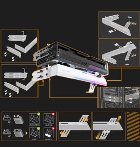 EZDIY-FAB Podpórka Wspornik Uchwyt pod karte graficzną ARGB GPU Biała 4