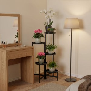 Kwietnik metalowy 78,5 cm stojak na kwiaty z 5 półkami loft nowoczesny czarny UNIWERSALNY 2