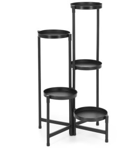 Kwietnik metalowy 78,5 cm stojak na kwiaty z 5 półkami loft nowoczesny czarny UNIWERSALNY 10