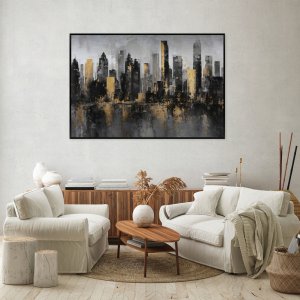 Obraz W Ramie Na Metalu Miasto Abstrakcja Do Sypialni Salonu 120x80 2