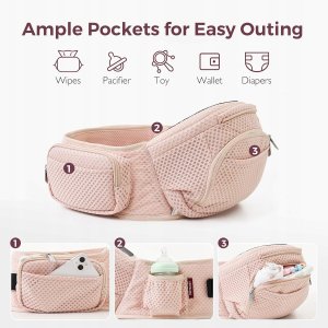 Momcozy BABY CARRIER WITH HIP SEAT AIR MESH-PINK 2