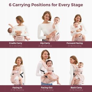 Momcozy BABY CARRIER WITH HIP SEAT AIR MESH-PINK 3