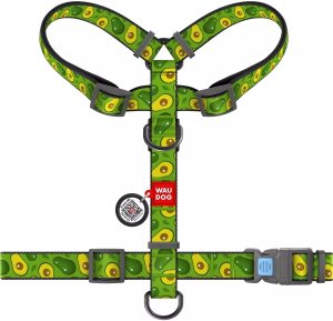 Collar Szelki nylonowe anatomiczne w kształcie litery H, z QR-paszportem, plastikowy fastex, wzór AWOKADO, rozmiar M 20mm 6