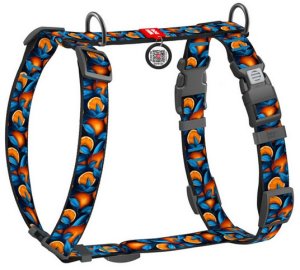 Collar WauDog Nylon Szelki nylonowe anatomiczne w kształcie litery H, z QR-paszportem, plastikowy fastex, wzór POMARAŃCZE, rozmiar M 20mm 2