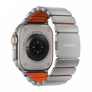 Nomad Stratos Band - titanowa bransoleta do Apple Watch 49mm z FKM (naturalny titanium, ultra orange FKM) 2