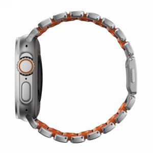 Nomad Stratos Band - titanowa bransoleta do Apple Watch 49mm z FKM (naturalny titanium, ultra orange FKM) 3