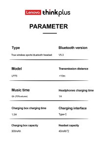 Słuchawki Lenovo SŁUCHAWKI LP75 THINKPLUS BEZPRZEWODOWE BLUETOOTH 6