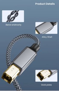 Kabel USB USB-B - USB-C 3m Szary (2023073114290107442) 2