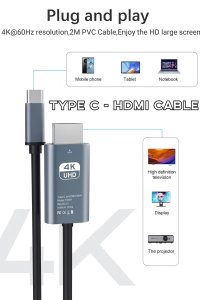 Kabel USB-C do HDMI 2 m 4K 60Hz UHD 4